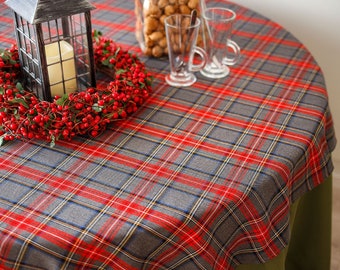 Plaid tablecloth, Christmas tablecloth - plaid , tartan, check, gray plaid, gray tartan table cloth