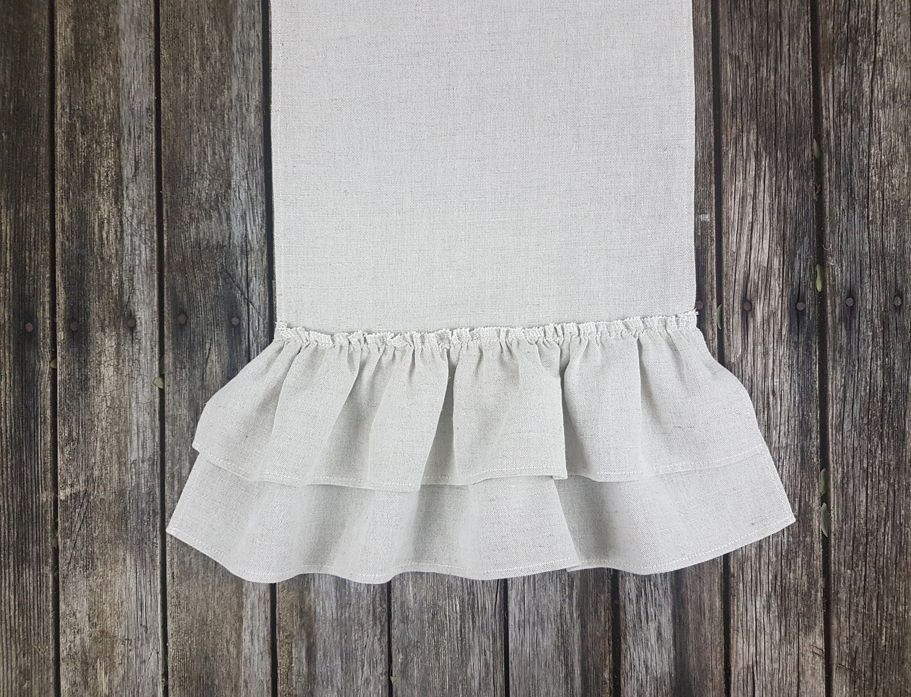 Ruffled end table runner linen table runner gathered end Etsy