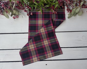 Tartan table runner - vine colours, beautiful mauve, purple, black and tan