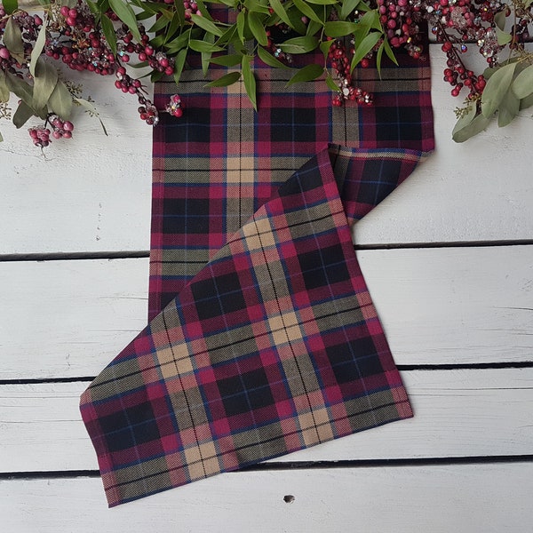 Tartan table runner - vine colours, beautiful mauve, purple, black and tan