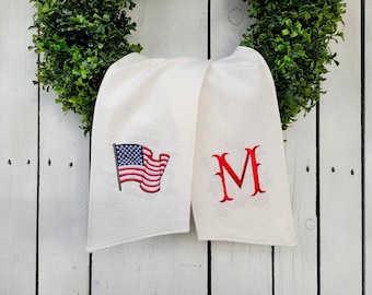 Monogramed American flag wreath sash, door wreath sash, personalized wreath sash