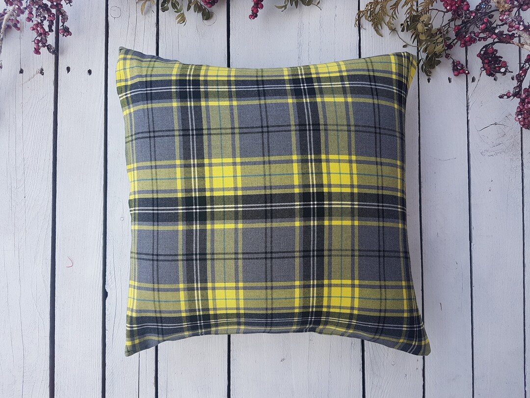 Yellow Plaid Pillow Cover, Farmhouse Pillow Cover, Tartan Pillow Sham