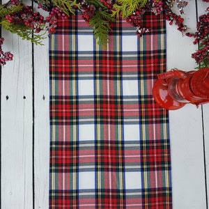 White Stewart table runner, Tartan table runner plaid , tartan, check, red ,blue, black, green, white image 2