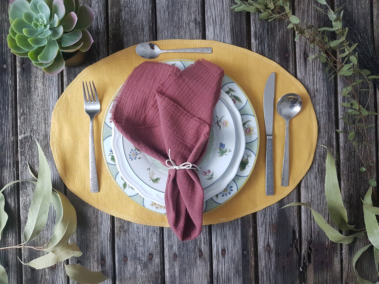 Oval linen place mats mustard placemats yellow placemat Etsy
