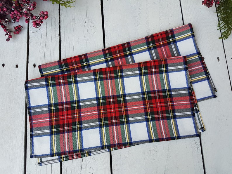 Plaid napkins, tartan napkins, christmas serviettes image 5