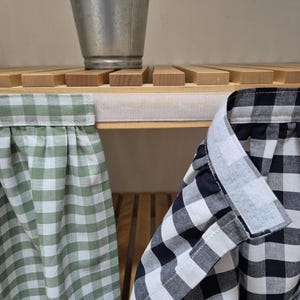 Vanity sink skirt, checkered for bathroom, utility skirt, vanity shelf skirt, self adhesive sink skirt