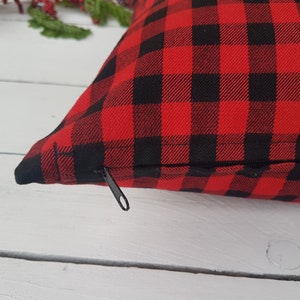 Taie d&#39;oreiller à carreaux Buffalo, taie d&#39;oreiller de ferme, taie d&#39;oreiller tartan, oreiller à carreaux rouge, taie d&#39;oreiller à carreaux rouges et noirs