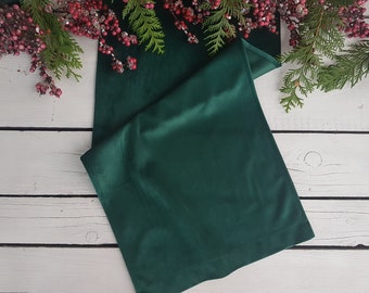 Green velvet table runner,emerald green table runner