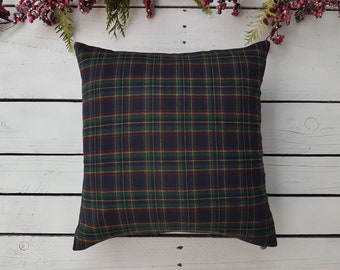 Plaid pillow cover, farmhouse pillow cover, tartan pillow sham, green and brown plaid pillow cover