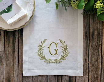 LAUREL MONOGRAMM table runner, linen table runner, personalized table linen, wedding table linen