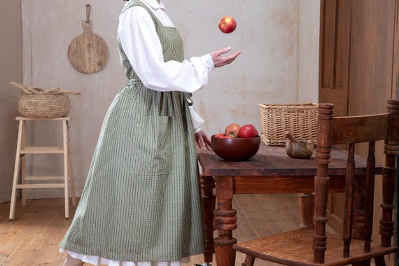 Tartan Pinafore Dress With Pockets, Gingham Apron for Ladies