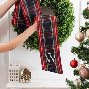 Monogramed Black Stewart wreath sash, door wreath sash, personalized wreath sash, Christmas wreath sash image 3