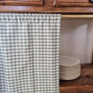 Stange Taschenvorhänge, Regalvorhänge, Waschbecken Rock, kariert für Badezimmer, Aufhängen für kleine Fenster, Kopfzeilen drapiert Lichtfilterung Volants