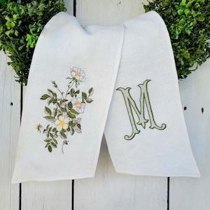 WILD ROSE summer wreath sash, door wreath sash, personalized wreath sash, Botanical wreath sash