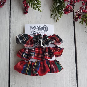 Plaid hair scrunchies, Christmas scrunchies, tartan scrinchie, stocking stuffers
