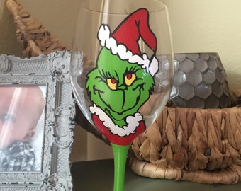 Grinch Wine Glass