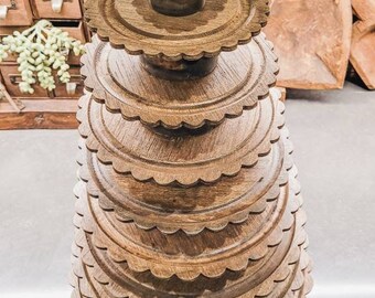 Scalloped Wood Macaron/Macaroon Tower