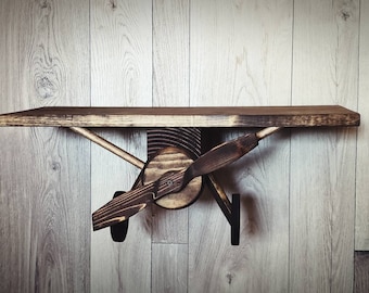 Medium Dark Stain Airplane Shelf, Airplane Decor, Airplane Nursery, Airplane Party, Pilot gift, Airplane Design