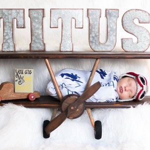 DUŻA Ciemnobarwiona Miedziana Półka Samolotowa, Niestandardowa Półka Samolotowa, Drewniany Samolot, Dekoracja Samolotowa, Dekoracja Imprezowa Samolotowa, Dekoracja Sypialni Samolotowej