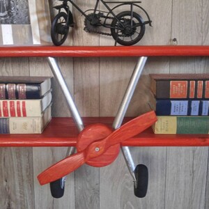 LARGE Red Airplane Shelf, Biplane Shelf, Red Stained Airplane, Aircraft ...