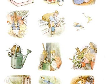 Complete Beatrix Potter's The Tale of PETER RABBIT Illustrations - instant digital download 3 jpeg file (2-2.25 inch or 5.7cm illustrations)