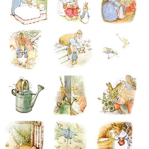 Complete Beatrix Potter’s The Tale of PETER RABBIT Illustrations - téléchargement numérique instantané 3 fichiers jpeg (2-2,25 pouces ou 5,7 cm illustrations)