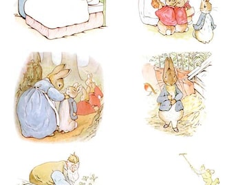 Complete Beatrix Potter's The Tale of PETER RABBIT Illustrations (8cm or 3.2 inch illustrations) Instant Digital Download: 5 JPG included