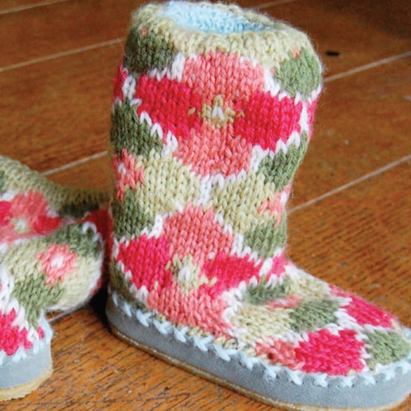 Flower Mukluks Knitting Pattern