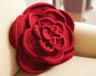 Felted Rose Pillow (or Purse) Knitting Pattern