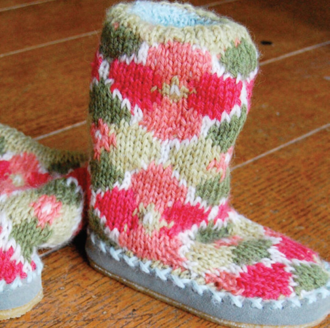 Flower Mukluks Knitting Pattern Etsy