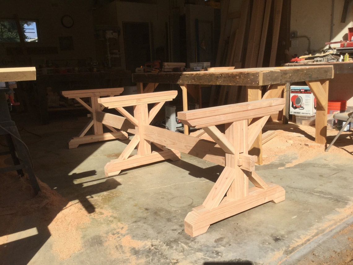 Farmhouse Triple Trestle Table DIY Kit | Etsy