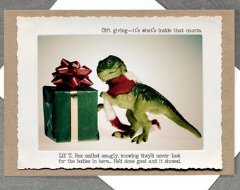 Dark Humor Holiday Card • T. Rex Christmas Card
