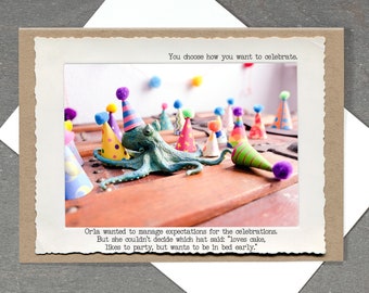 Octopus Party Hats  Card • The perfect card for the one who has mastered partying and boundaries with pizazz