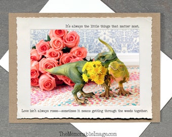 T. Rex Weeds Love Card • Romantic Funny Greeting Card