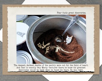 Mouse Coffee Greeting Card • Funny Mouse Greeting Card • All Occasion Blank Card • Card for Adventurers • Dinosaur Cards