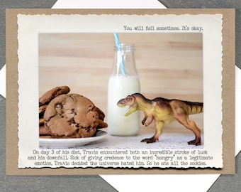 T. Rex Cookies Greeting Card • Trex Funny Greeting Card • Card for Foodies • Humor Gifts • Blank Greeting Cards • Cards for Cookie Lovers