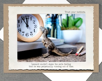 Baby T. Rex Funny Photo Card • All Occasion Greetings • Blank Greeting Card