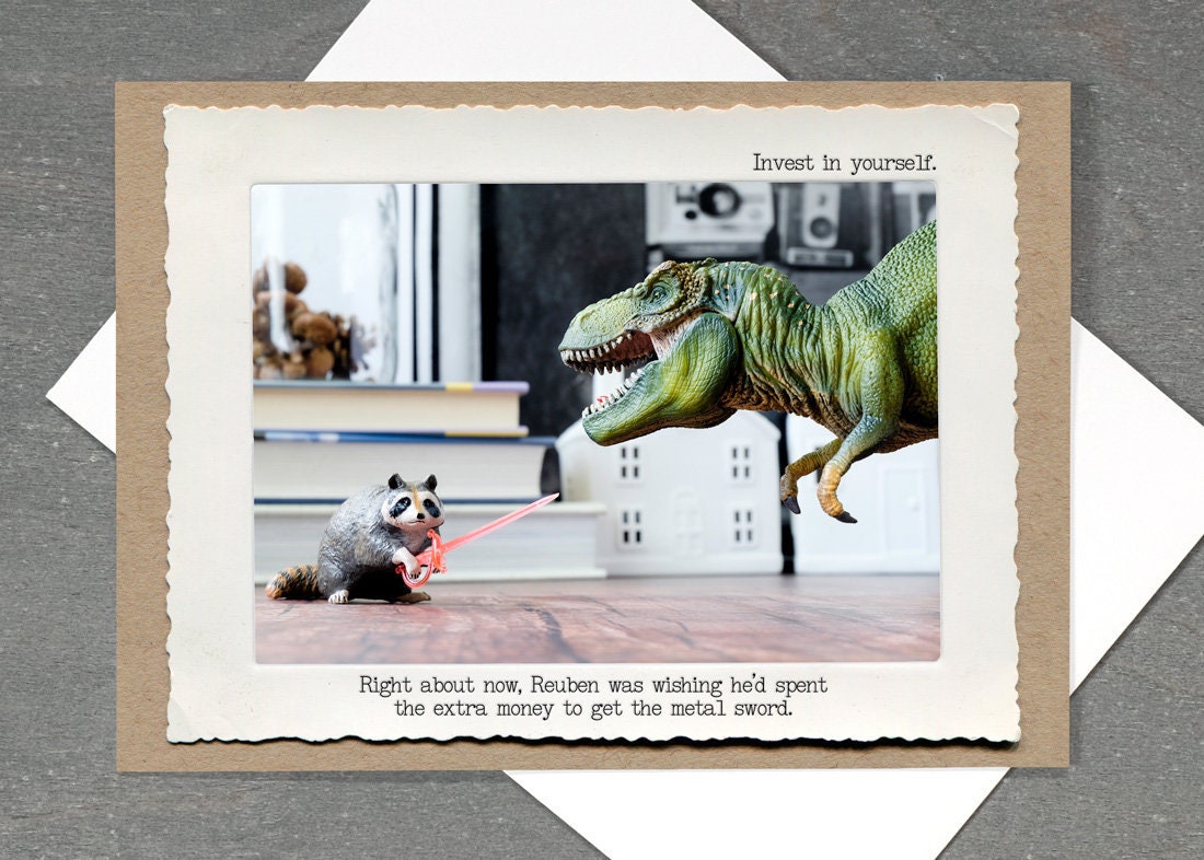 Raccoon Sword Greeting Card Inspirational Raccoon Card Etsy