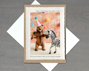 Bear Zebra Card • Cake Makes A Party Greeting Card: because that is an under acknowledged truth