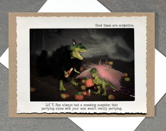T. Rex Halloween Card • Halloween Party Card • Funny Halloween Card • Dinosaur Halloween Card
