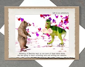 Bear T. Rex Date • Romance Card