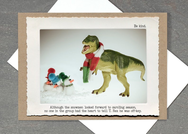 T Rex Christmas Card 