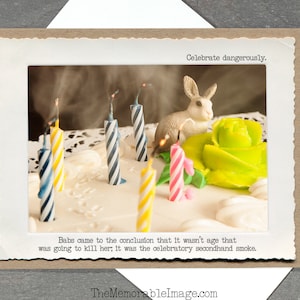 Bunny Secondhand Smoke Birthday Card • Wickedly Witty Birthday Card Card