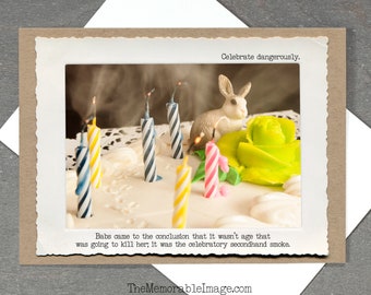 Bunny Secondhand Smoke Birthday Card • Wickedly Witty Birthday Card Card