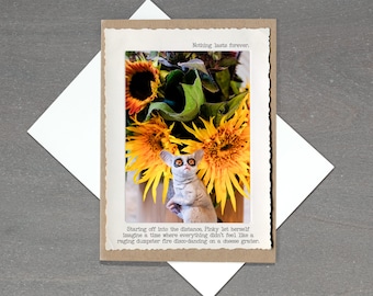 Galago Sunflower Card, Everyday Encouragement Card, Funny Dark Relatable Humor, Friendship Card; We're Getting Through It Card, Supportive