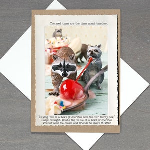 Raccoons Cherries Friendship Card