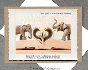 Elephants Dictionary Love Card • Relationship Card • Realistic Romantic Greeting Card