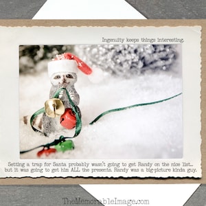 Xmas Raccoon Bells Greeting Card • Funny Holiday Card • Naughty Christmas