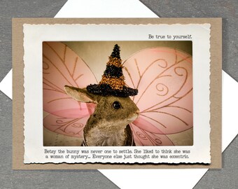 Witch Halloween Card • Rabbit Greeting Card • Be Yourself Greeting Card