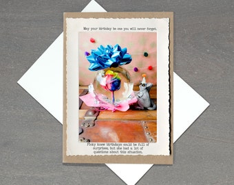 Galago Rose Globe • Funny Birthday Card • Perfect for those who are enchanted by baffling events